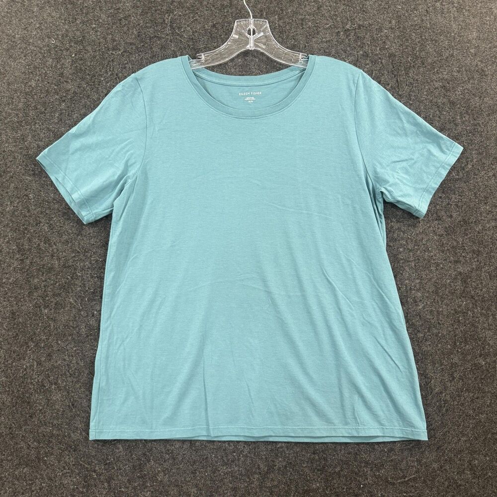 Eileen Fisher Shirt Women's Medium Blue 100% Organic Cotton Crew Neck Tee